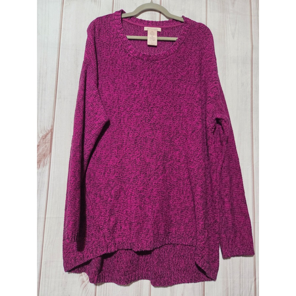 Philosophy Republic Clothing Magenta Marled Knit High Low Sweater XXL Womens